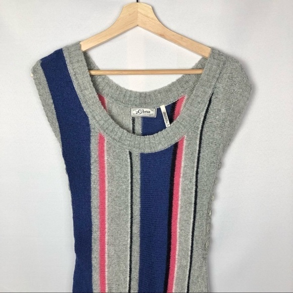 Guess Y2K Gray Colorful Stripe Short Sleeve Sweater Dress S - Picture 4 of 8